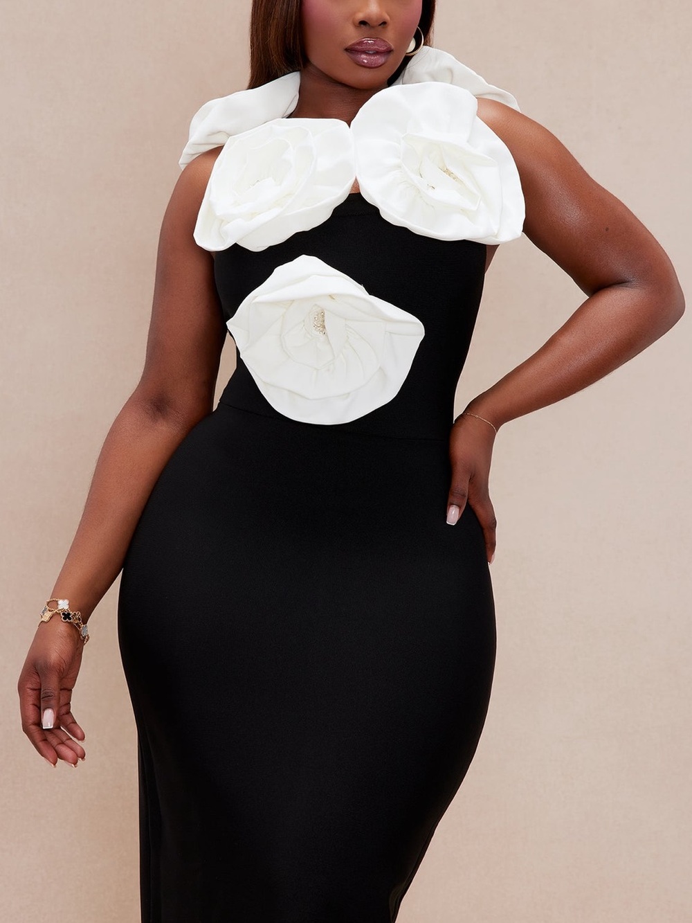 Lolita Bandage Maxi Dress - Black/White - Picture 5 of 8
